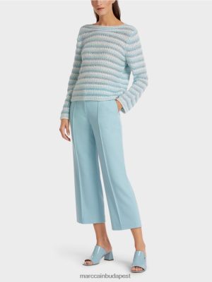 Marc Cain Csíkos pulóver "Németországba kötött" légköri kék ruházat 2486DN1205 Marc Cain Cipő