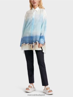 Marc Cain Elegáns blúz selyemtartalommal égszínkék ruházat 2486DN923 Marc Cain Cipő