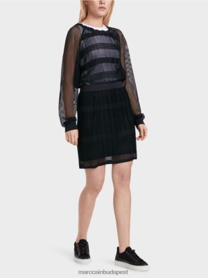 Marc Cain Elegáns mini szoknya sifonnal éjféli kék ruházat 2486DN476 Marc Cain Cipő