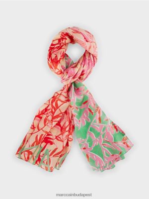 Marc Cain Elegáns selyemkendő virágmintázatban fényes jáde tartozék 2486DN1736 Marc Cain Cipő