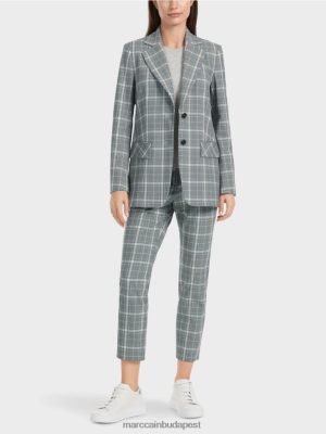 Marc Cain Ellenőrizte a blézer szárnyzsebekkel ezüstszürke ruházat 2486DN167 Marc Cain Cipő