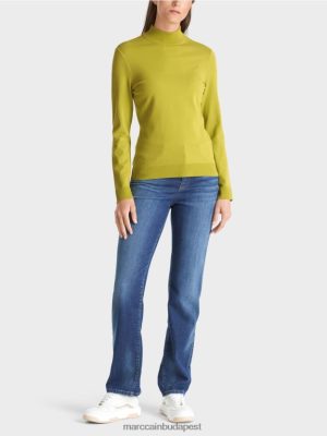 Marc Cain Finoman kötött "újragondoljunk együtt" pulóver fényes olajzöld ruházat 2486DN1075 Marc Cain Budapest