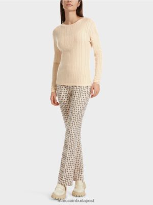 Marc Cain Kerek nyak "újragondoljunk együtt" pulóver sötét krém ruházat 2486DN1087 Marc Cain Budapest