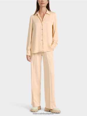 Marc Cain Klasszikus ing blúz V-nyakkal sötét krém ruházat 2486DN856 Marc Cain Budapest