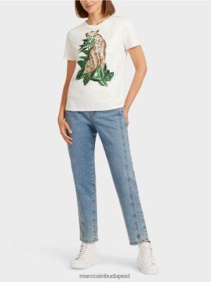 Marc Cain Leopard póló strasszos részletekkel moha zöld ruházat 2486DN1448 Marc Cain Cipő