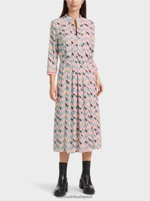 Marc Cain MIDI ruha reszelő részletekkel sötét égkék ruházat 2486DN35 Marc Cain Cipő