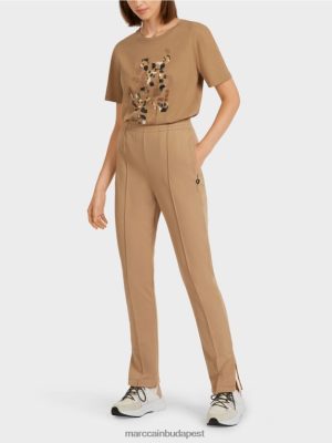 Marc Cain Nadrág oldalsó résekkel könnyű kávé ruházat 2486DN710 Marc Cain Cipő