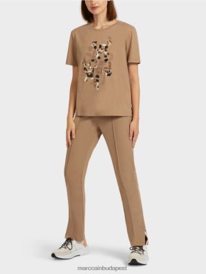 Marc Cain Póló leopárd és levél nyomtatás könnyű kávé ruházat 2486DN1433 Marc Cain Cipő