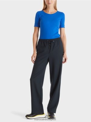 Marc Cain Welby széles lábú húzóstres derek nadrág éjféli kék ruházat 2486DN524 Marc Cain Cipő