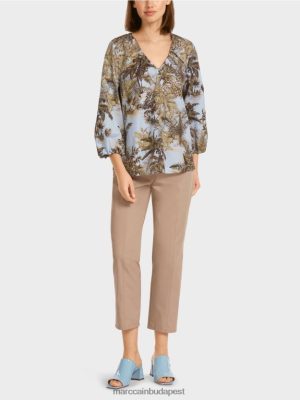 Marc Cain blúz stílusú teteje pálma motívummal könnyű porkék ruházat 2486DN965 Marc Cain Cipő