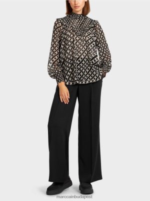 Marc Cain blúzos gallérral ellátott blúz fekete ruházat 2486DN1006 Marc Cain Budapest