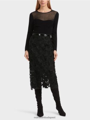 Marc Cain elegáns midi szoknya fekete ruházat 2486DN460 Marc Cain Budapest
