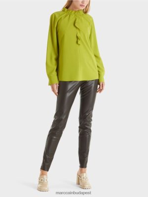 Marc Cain folyó blúz fényes olajzöld ruházat 2486DN901 Marc Cain Budapest