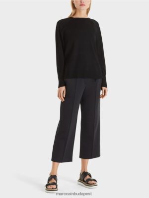 Marc Cain kötött pulóver kontraszt hüvelyes réssel fekete ruházat 2486DN1202 Marc Cain Cipő