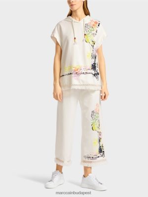 Marc Cain kapucnis pulóver rojtokkal piszkosfehér ruházat 2486DN1225 Marc Cain Budapest