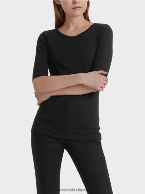 Marc Cain kerek galléros ing rövid ujjú fekete ruházat 2486DN1480 Marc Cain Budapest