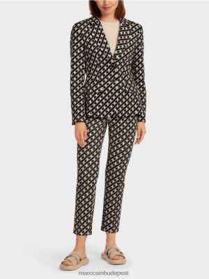 Marc Cain klasszikus blézer egy pásztoros kockában fekete ruházat 2486DN205 Marc Cain Budapest