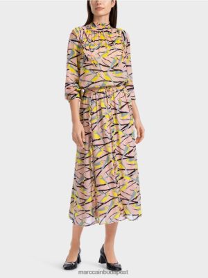 Marc Cain midi szoknya fodros részletekkel puha por rózsaszínű ruházat 2486DN472 Marc Cain Budapest