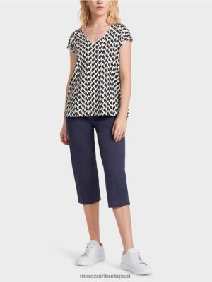 Marc Cain minta keverék bordázott póló éjféli kék ruházat 2486DN1355 Marc Cain Cipő