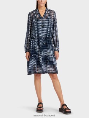 Marc Cain pöttyös ruha viszkóz kreppben fekete ruházat 2486DN120 Marc Cain Táska