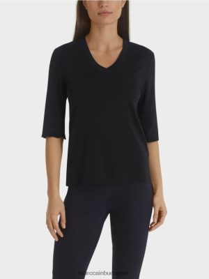 Marc Cain pamut bordázott mez ing éjféli kék ruházat 2486DN1460 Marc Cain Cipő