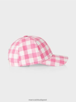 Marc Cain sapka Vichy -ellenőrzésekkel fényes rózsaszínű tartozék 2486DN1731 Marc Cain Táska