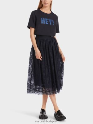 Marc Cain széles szoknya a tüll csipkében éjféli kék ruházat 2486DN456 Marc Cain Táska