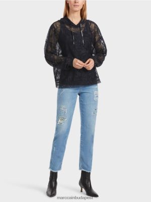 Marc Cain tüll csipke kapucnis éjféli kék ruházat 2486DN1220 Marc Cain Cipő