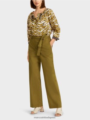 Marc Cain "Átgondolja az együtt" Paperzsák stílusú nadrág sárga oliv ruházat 2486DN697 Marc Cain Budapest