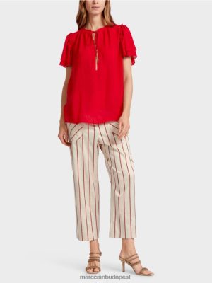 Marc Cain "Átgondolja az együtt" blúz stílusú felső mélyvörös ruházat 2486DN910 Marc Cain Budapest