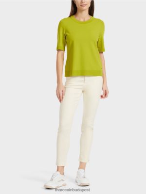 Marc Cain "Átgondolja az együtt" rövid ujjú pulóver fényes olajzöld ruházat 2486DN1073 Marc Cain Cipő