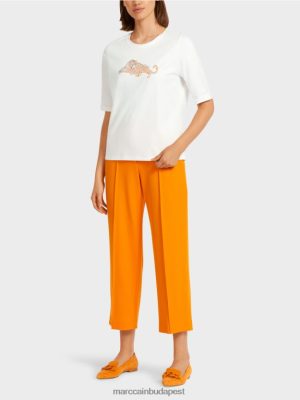 Marc Cain "Átgondoljunk együtt" pamut póló tiszta narancs ruházat 2486DN1451 Marc Cain Cipő