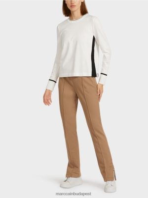 Marc Cain "Átgondoljunk együtt" pulóver réssel piszkosfehér ruházat 2486DN1175 Marc Cain Cipő