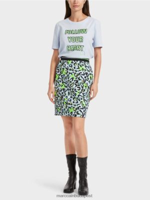 Marc Cain vékony mini szoknya graffiti nyomtatással lágy porkék ruházat 2486DN470 Marc Cain Cipő